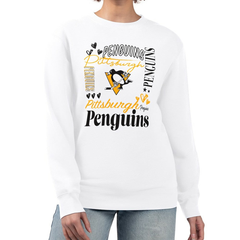 NHL Pittsburgh Penguins G-III 4Her by Carl Banks Women's Collage Graphic Fleece Long Sleeve Pullover Sweatshirt - White