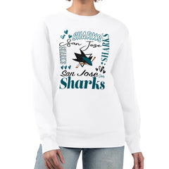 NHL San Jose Sharks G-III 4Her by Carl Banks Women's Collage Graphic Fleece Long Sleeve Pullover Sweatshirt - White