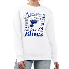 NHL St. Louis Blues G-III 4Her by Carl Banks Women's Collage Graphic Fleece Long Sleeve Pullover Sweatshirt - White