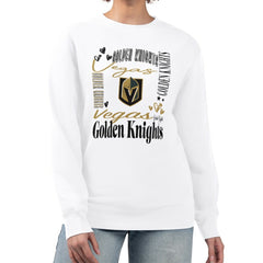 NHL Vegas Golden Knights G-III 4Her by Carl Banks Women's Collage Graphic Fleece Long Sleeve Pullover Sweatshirt - White