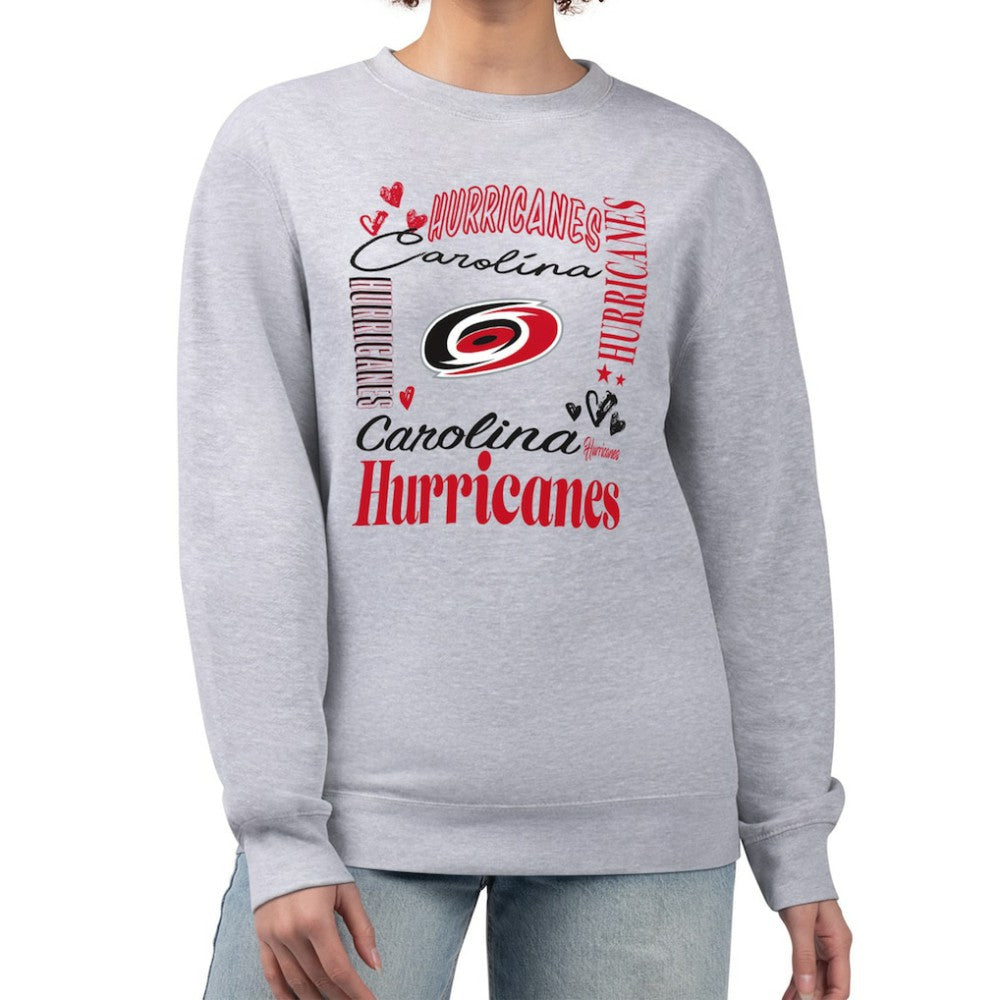 NHL Carolina Hurricanes G-III 4Her by Carl Banks Women's Collage Graphic Fleece Long Sleeve Pullover Sweatshirt - Heather Gray
