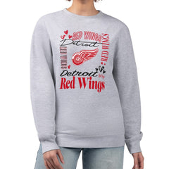 NHL Detroit Red Wings G-III 4Her by Carl Banks Women's Collage Graphic Fleece Long Sleeve Pullover Sweatshirt - Heather Gray