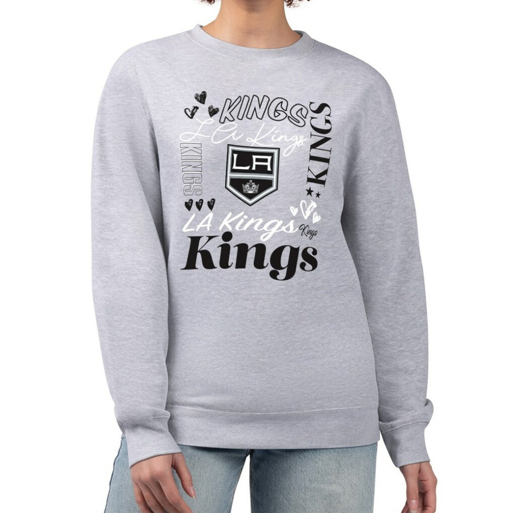 NHL Los Angeles Kings G-III 4Her by Carl Banks Women's Collage Graphic Fleece Long Sleeve Pullover Sweatshirt - Heather Gray