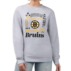NHL Boston Bruins G-III 4Her by Carl Banks Women's Collage Graphic Fleece Long Sleeve Pullover Sweatshirt - Heather Gray