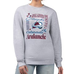 NHL Colorado Avalanche G-III 4Her by Carl Banks Women's Collage Graphic Fleece Long Sleeve Pullover Sweatshirt - Heather Gray