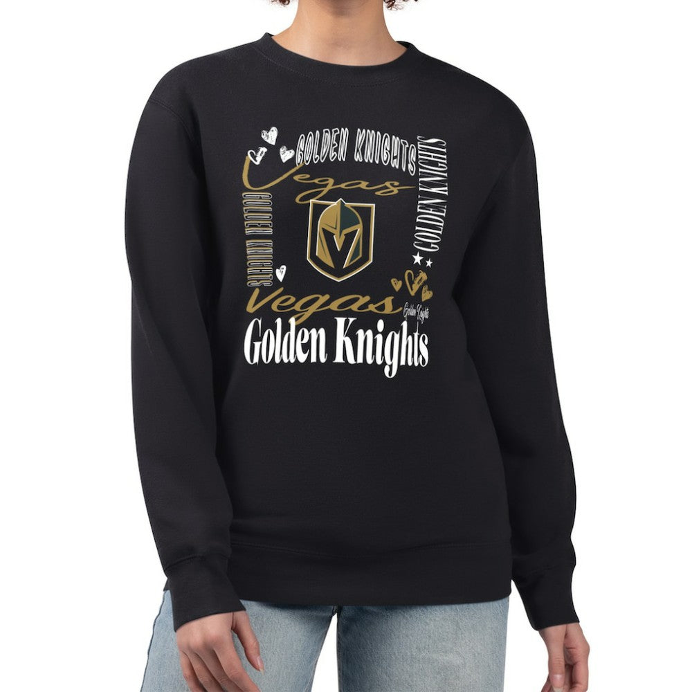 NHL Vegas Golden Knights G-III 4Her by Carl Banks Women's Collage Graphic Fleece Long Sleeve Pullover Sweatshirt - Black