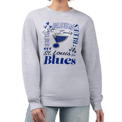 NHL St. Louis Blues G-III 4Her by Carl Banks Women's Collage Graphic Fleece Long Sleeve Pullover Sweatshirt - Heather Gray