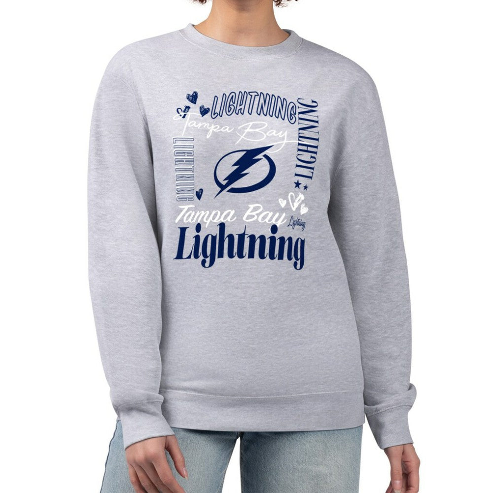 NHL Tampa Bay Lightning G-III 4Her by Carl Banks Women's Collage Graphic Fleece Long Sleeve Pullover Sweatshirt - Heather Gray