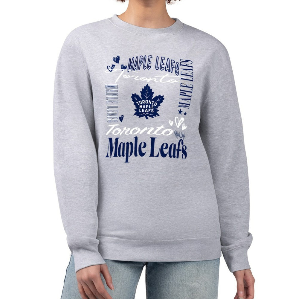 NHL Toronto Maple Leafs G-III 4Her by Carl Banks Women's Collage Graphic Fleece Long Sleeve Pullover Sweatshirt - Heather Gray