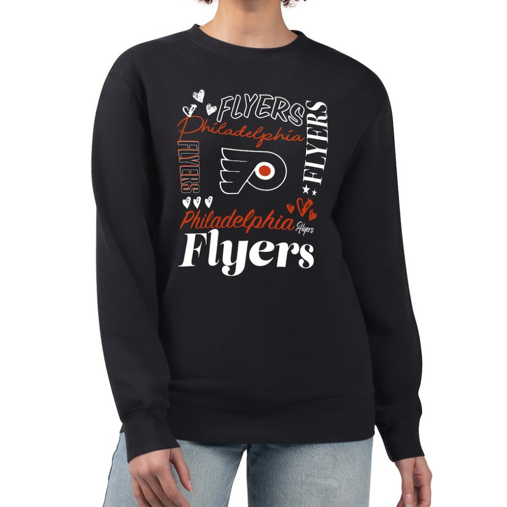 NHL Philadelphia Flyers G-III 4Her by Carl Banks Women's Collage Graphic Fleece Long Sleeve Pullover Sweatshirt - Black