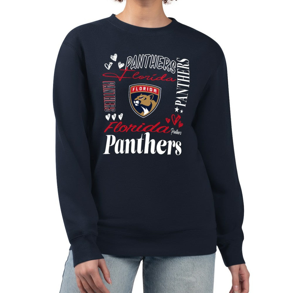 NHL Florida Panthers G-III 4Her by Carl Banks Women's Collage Graphic Fleece Long Sleeve Pullover Sweatshirt - Navy