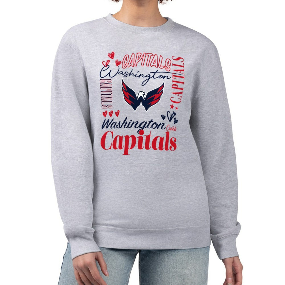 NHL Washington Capitals G-III 4Her by Carl Banks Women's Collage Graphic Fleece Long Sleeve Pullover Sweatshirt - Heather Gray