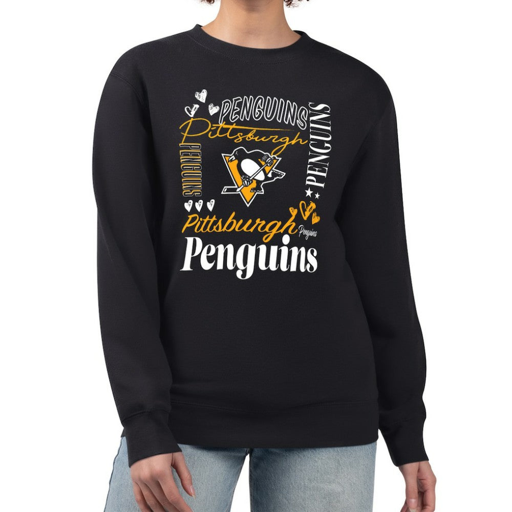 NHL Pittsburgh Penguins G-III 4Her by Carl Banks Women's Collage Graphic Fleece Long Sleeve Pullover Sweatshirt - Black