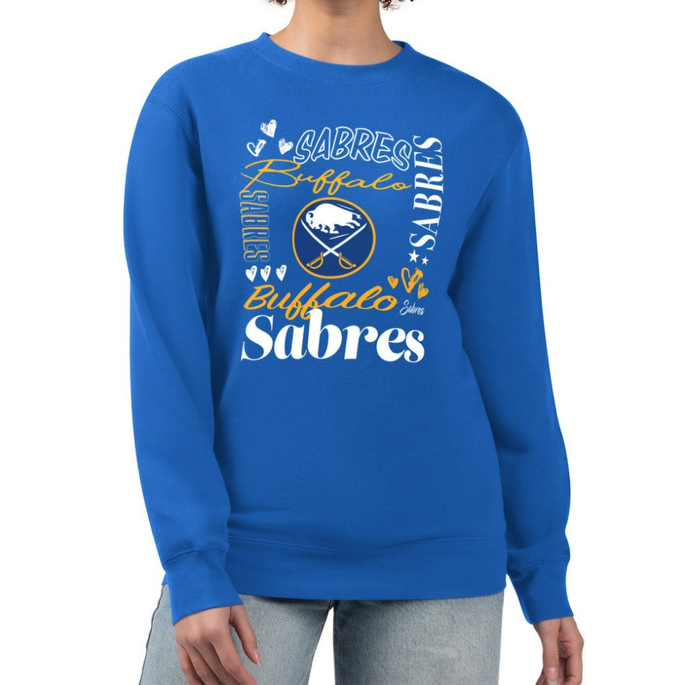 NHL Buffalo Sabres G-III 4Her by Carl Banks Women's Collage Graphic Fleece Long Sleeve Pullover Sweatshirt - Royal