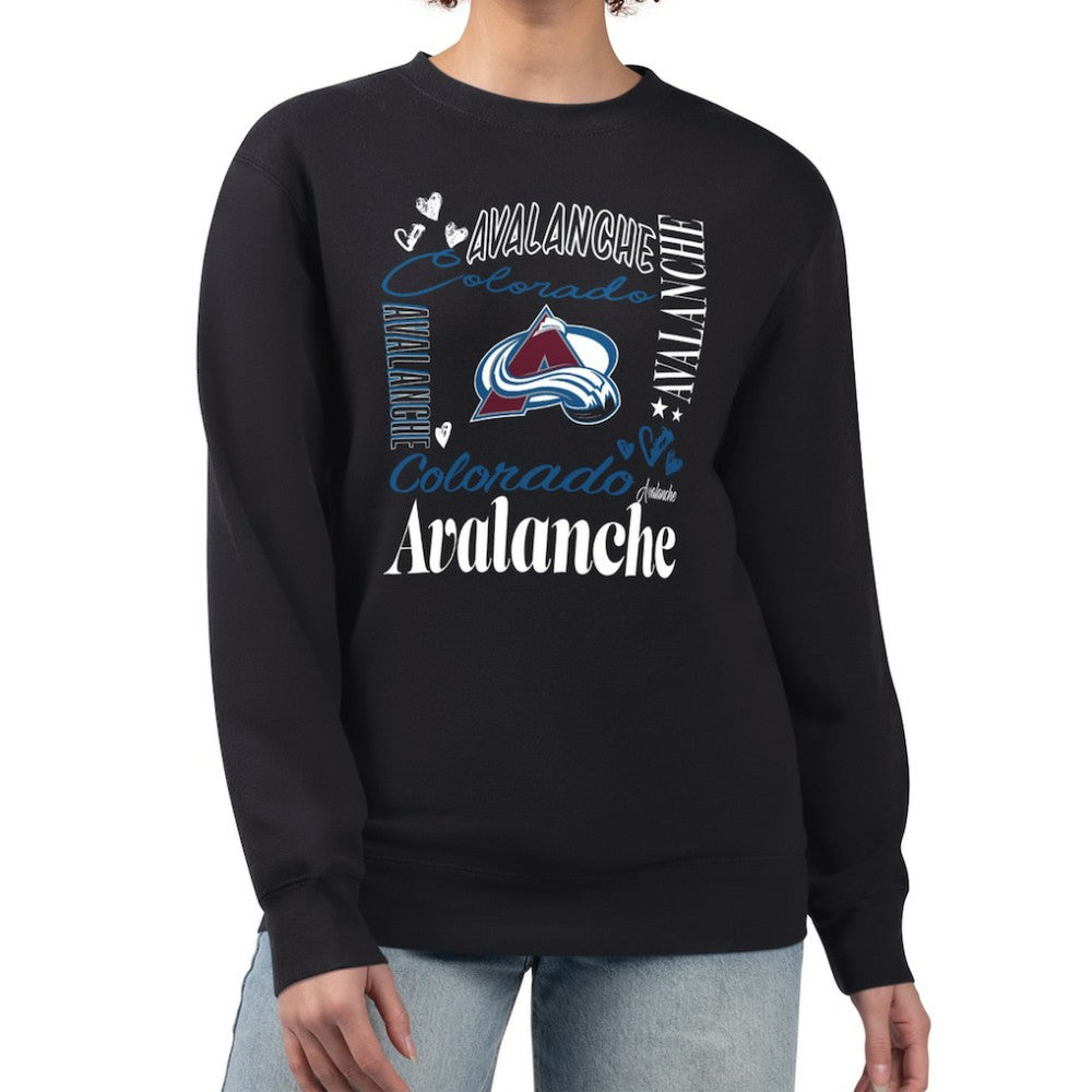 NHL Colorado Avalanche G-III 4Her by Carl Banks Women's Collage Graphic Fleece Long Sleeve Pullover Sweatshirt - Black