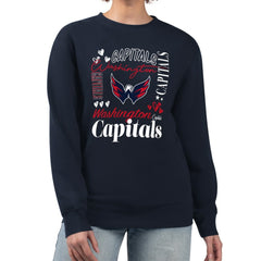 NHL Washington Capitals G-III 4Her by Carl Banks Women's Collage Graphic Fleece Long Sleeve Pullover Sweatshirt - Navy