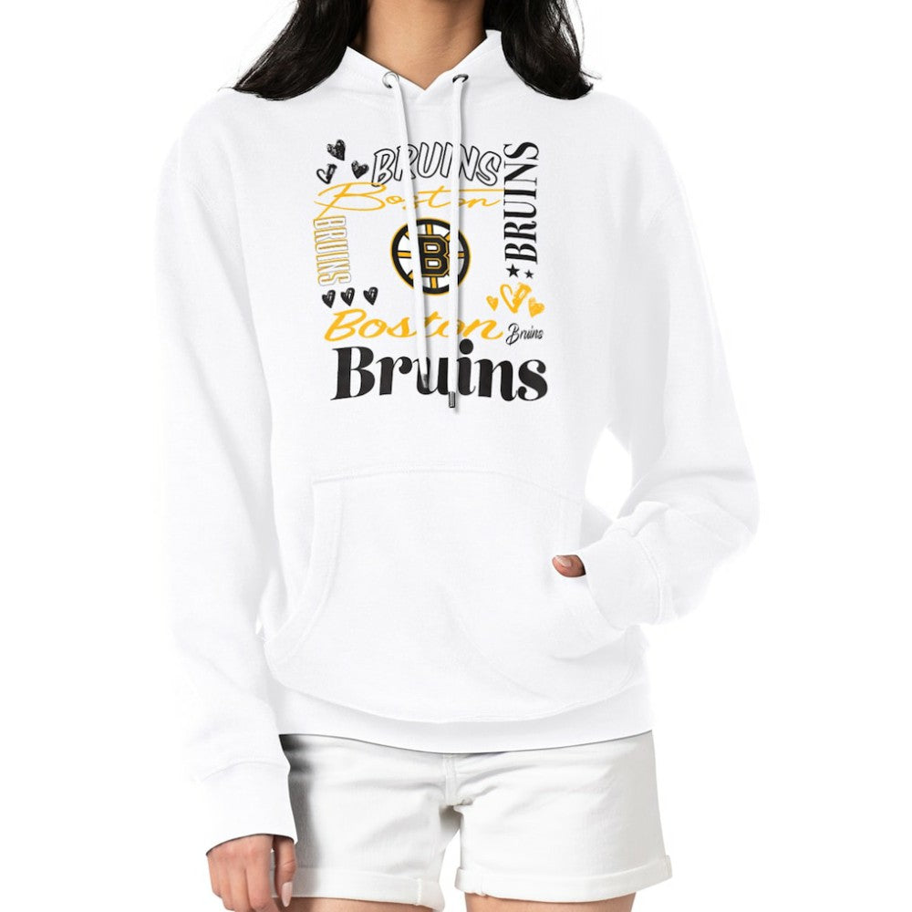 NHL Boston Bruins G-III 4Her by Carl Banks Women's Collage Team Graphic Tri-Blend Fleece Pullover Hoodie - White