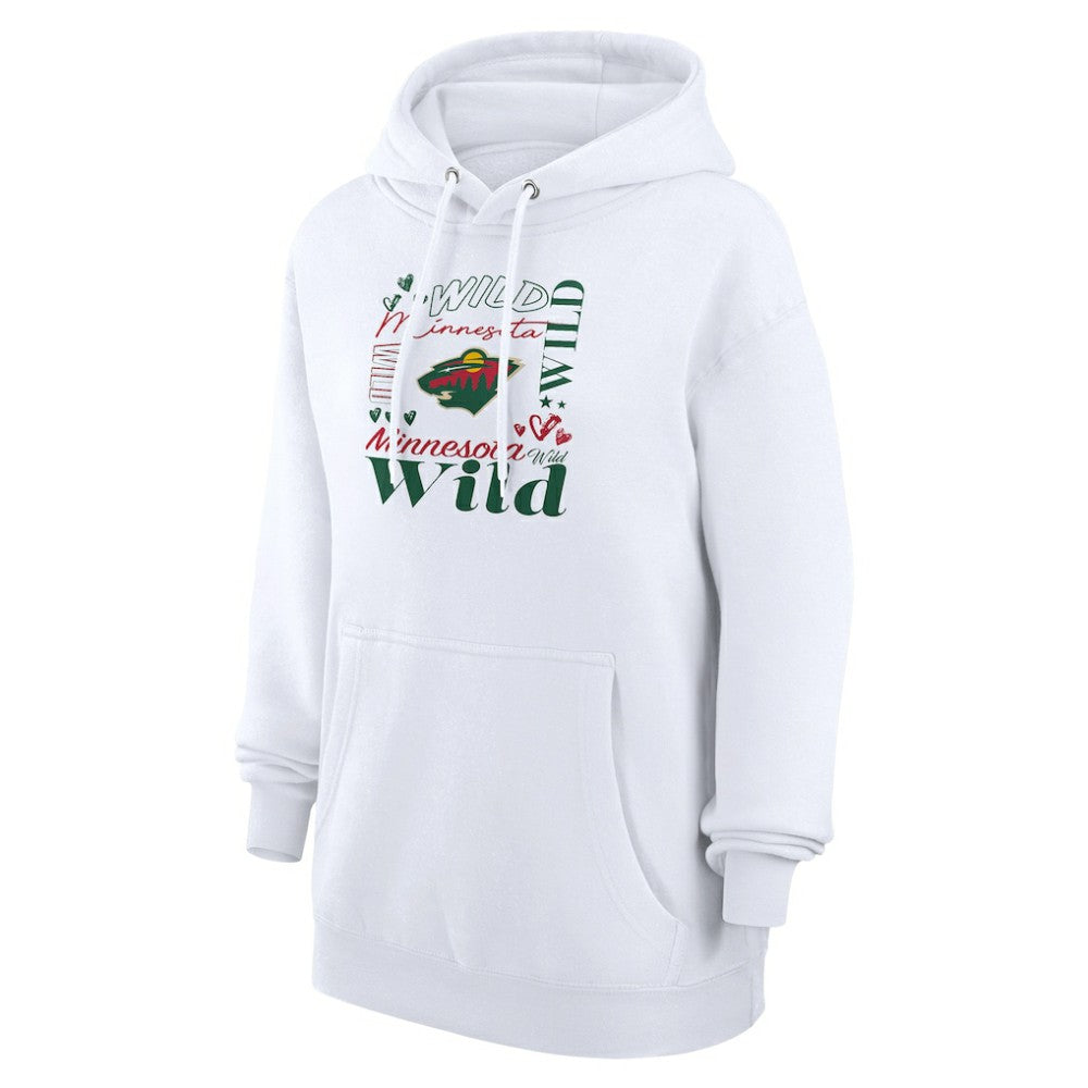 NHL Minnesota Wild G-III 4Her by Carl Banks Women's Collage Team Graphic Tri-Blend Fleece Pullover Hoodie - White