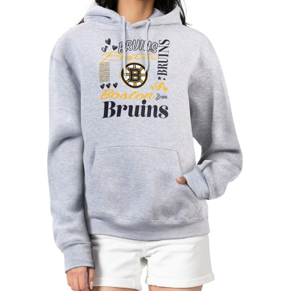 NHL Boston Bruins G-III 4Her by Carl Banks Women's Collage Team Graphic Fleece Pullover Hoodie - Heather Gray