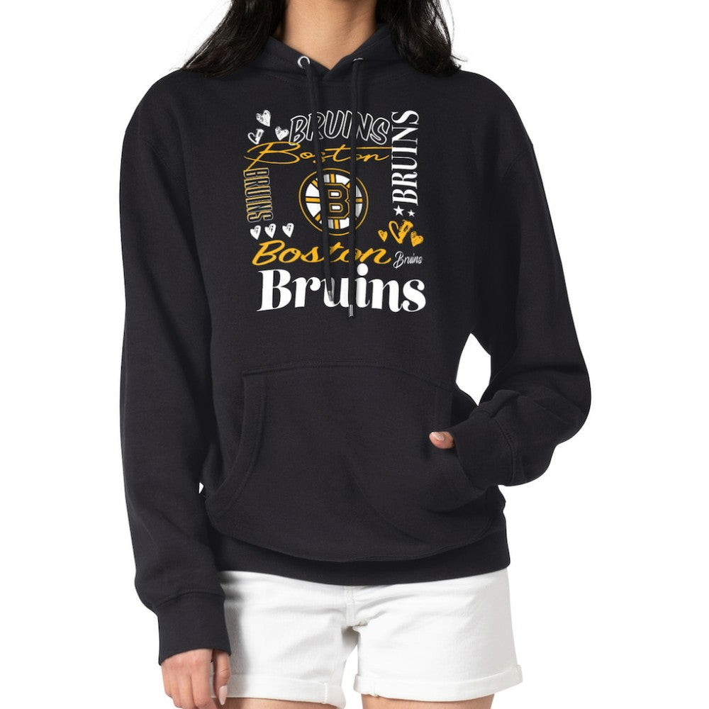 NHL Boston Bruins G-III 4Her by Carl Banks Women's Collage Team Graphic Tri-Blend Fleece Pullover Hoodie - Black