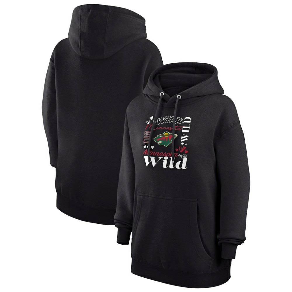 NHL Minnesota Wild G-III 4Her by Carl Banks Women's Collage Team Graphic Tri-Blend Fleece Pullover Hoodie - Black