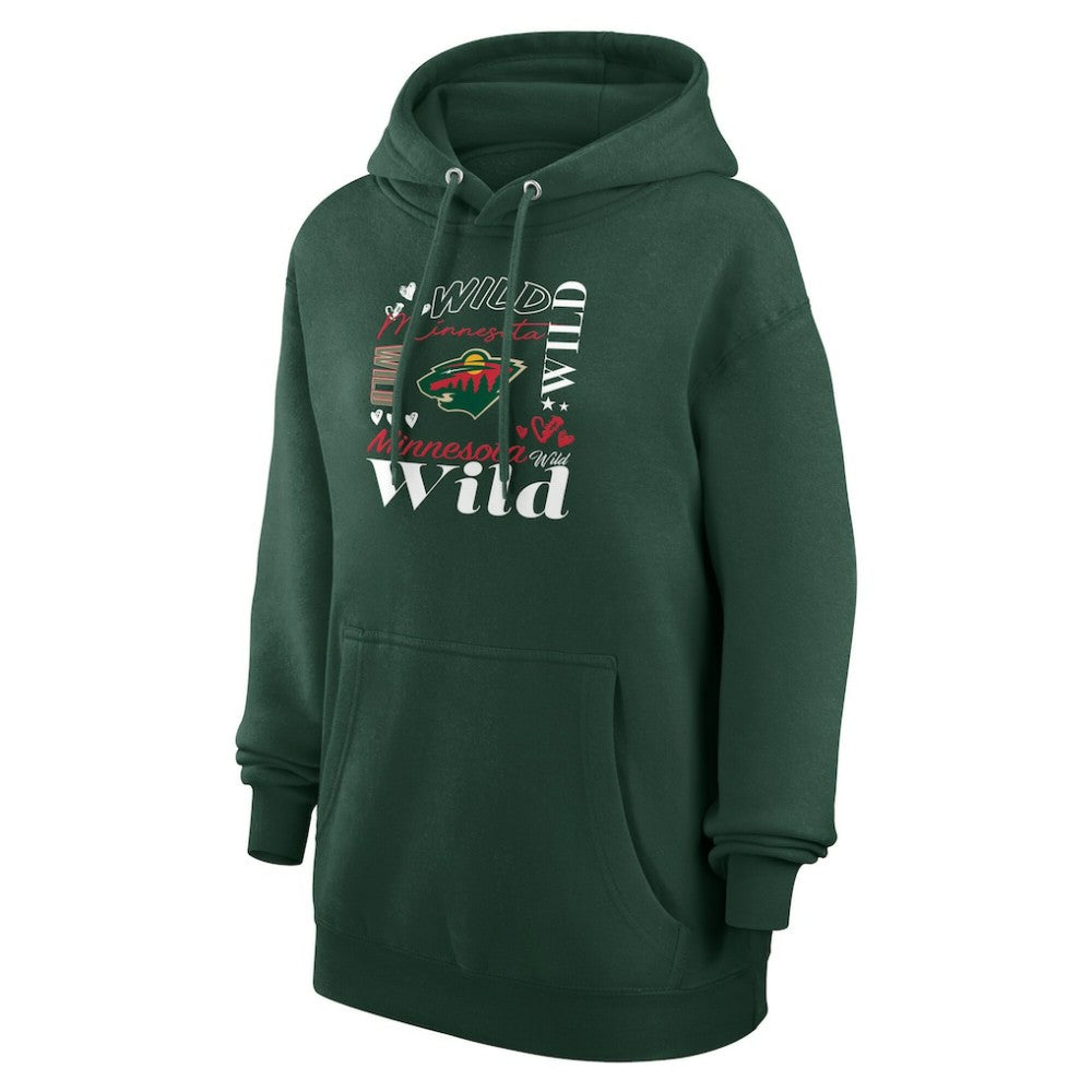 NHL Minnesota Wild G-III 4Her by Carl Banks Women's Collage Team Graphic Tri-Blend Fleece Pullover Hoodie - Olive