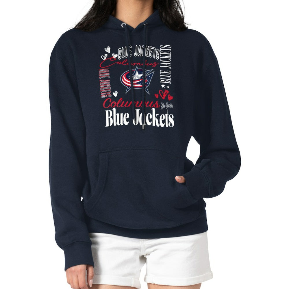 NHL Columbus Blue Jackets G-III 4Her by Carl Banks Women's Collage Team Graphic Tri-Blend Fleece Pullover Hoodie - Navy