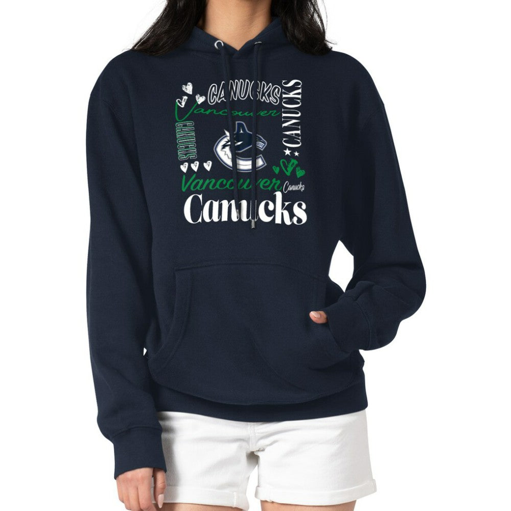 NHL Vancouver Canucks G-III 4Her by Carl Banks Women's Collage Team Graphic Tri-Blend Fleece Pullover Hoodie - Navy