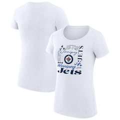 NHL Winnipeg Jets G-III 4Her by Carl Banks Women's Super-Slim Fit Lightweight Collage Team Graphic T-Shirt - White