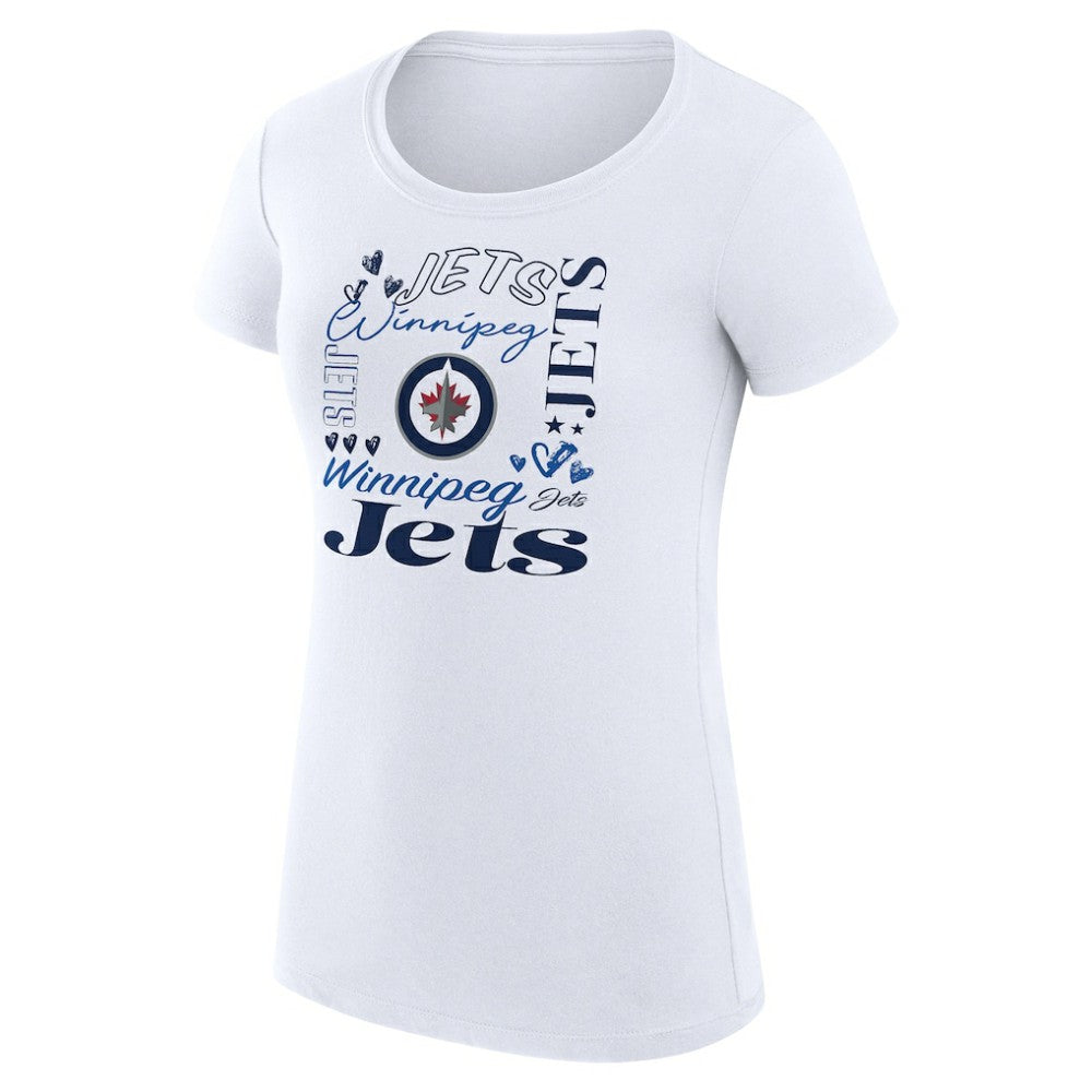 NHL Winnipeg Jets G-III 4Her by Carl Banks Women's Super-Slim Fit Lightweight Collage Team Graphic T-Shirt - White