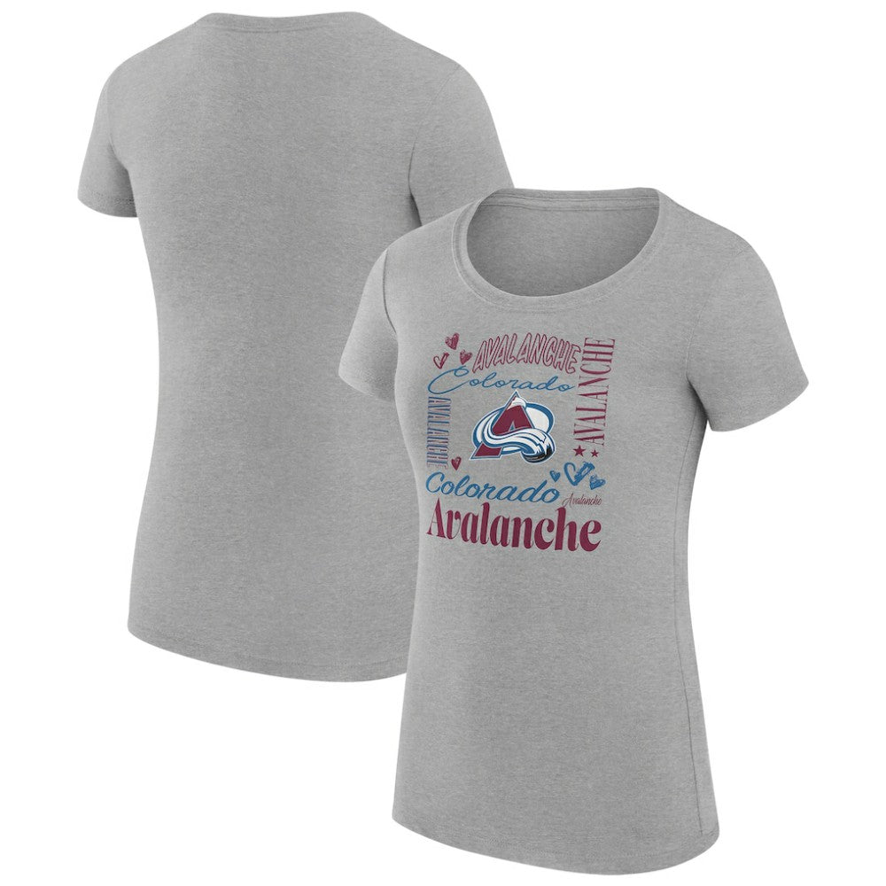 NHL Colorado Avalanche G-III 4Her by Carl Banks Women's Super-Slim Fit Lightweight Collage Team Graphic T-Shirt - Heather Gray