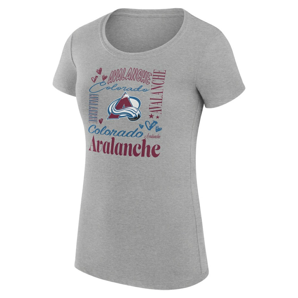 NHL Colorado Avalanche G-III 4Her by Carl Banks Women's Super-Slim Fit Lightweight Collage Team Graphic T-Shirt - Heather Gray