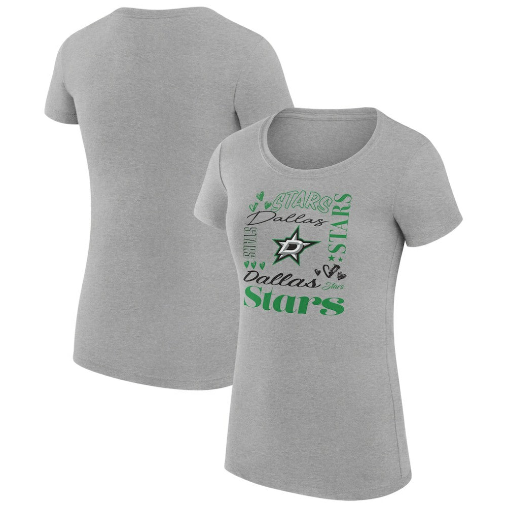 NHL Dallas Stars G-III 4Her by Carl Banks Women's Super-Slim Fit Lightweight Collage Team Graphic T-Shirt - Heather Gray