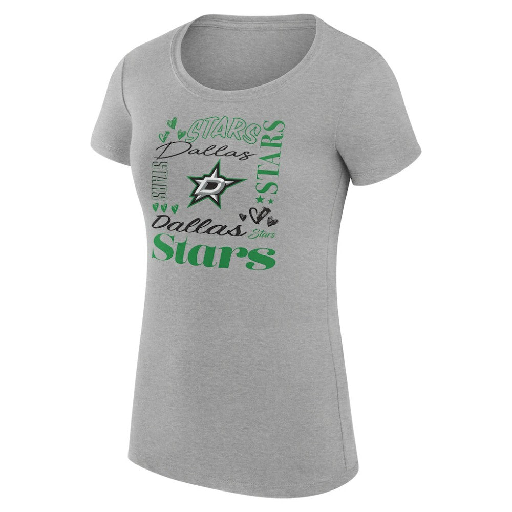 NHL Dallas Stars G-III 4Her by Carl Banks Women's Super-Slim Fit Lightweight Collage Team Graphic T-Shirt - Heather Gray