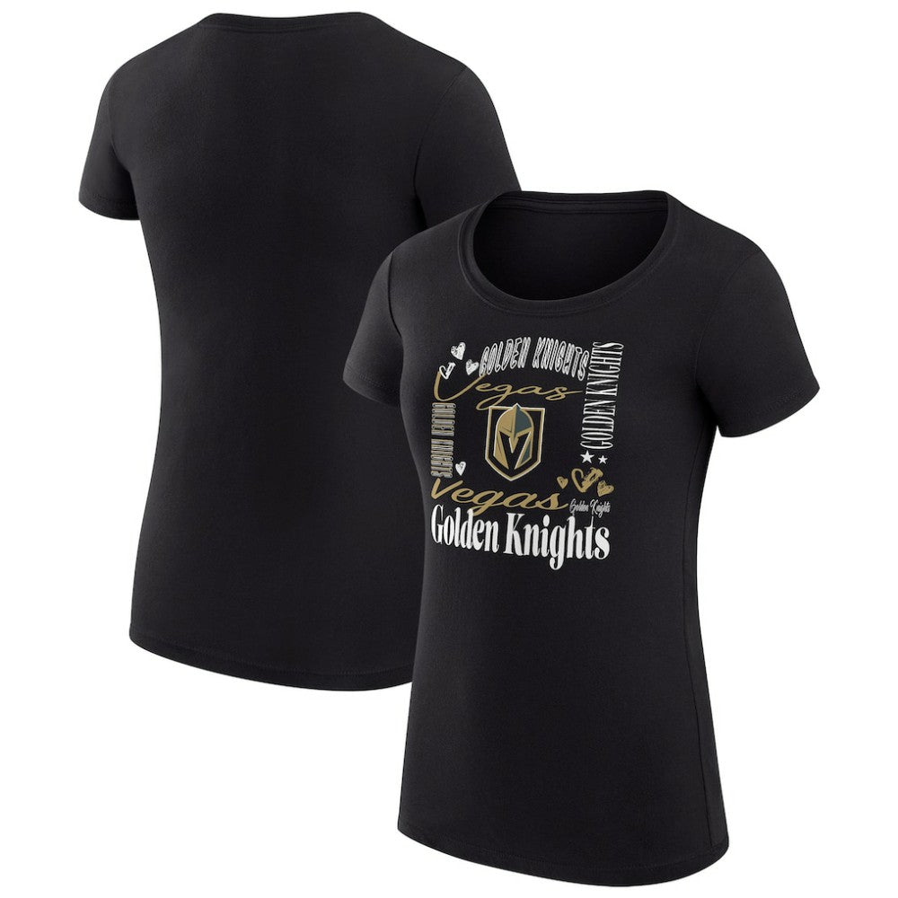NHL Vegas Golden Knights G-III 4Her by Carl Banks Women's Super-Slim Fit Lightweight Collage Team Graphic T-Shirt - Black