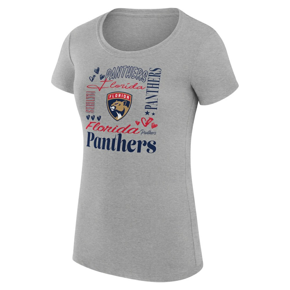 NHL Florida Panthers G-III 4Her by Carl Banks Women's Super-Slim Fit Lightweight Collage Team Graphic T-Shirt - Heather Gray