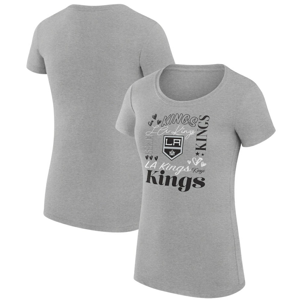 NHL Los Angeles Kings G-III 4Her by Carl Banks Women's Super-Slim Fit Lightweight Collage Team Graphic T-Shirt - Heather Gray
