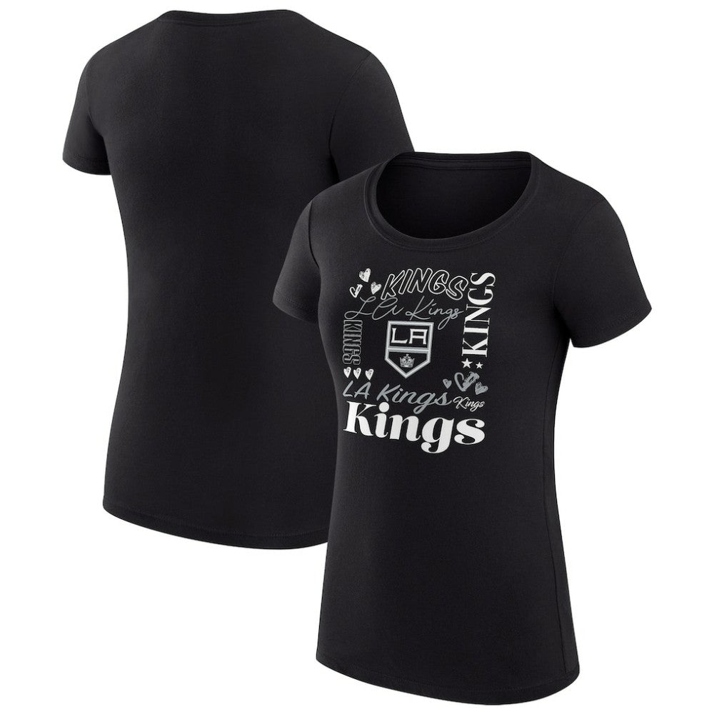 NHL Los Angeles Kings G-III 4Her by Carl Banks Women's Super-Slim Fit Lightweight Collage Team Graphic T-Shirt - Black
