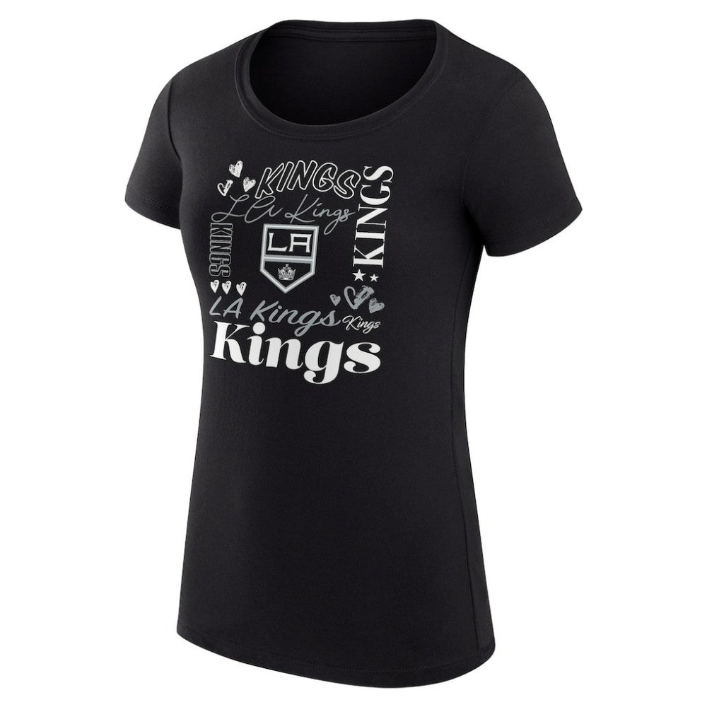 NHL Los Angeles Kings G-III 4Her by Carl Banks Women's Super-Slim Fit Lightweight Collage Team Graphic T-Shirt - Black