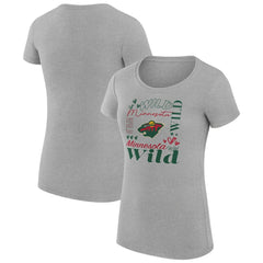 NHL Minnesota Wild G-III 4Her by Carl Banks Women's Super-Slim Fit Lightweight Collage Team Graphic T-Shirt - Heather Gray