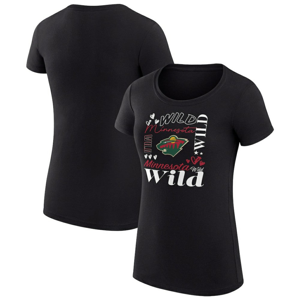 NHL Minnesota Wild G-III 4Her by Carl Banks Women's Super-Slim Fit Lightweight Collage Team Graphic T-Shirt - Black