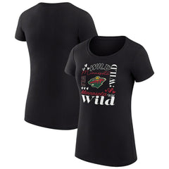 NHL Minnesota Wild G-III 4Her by Carl Banks Women's Super-Slim Fit Lightweight Collage Team Graphic T-Shirt - Black