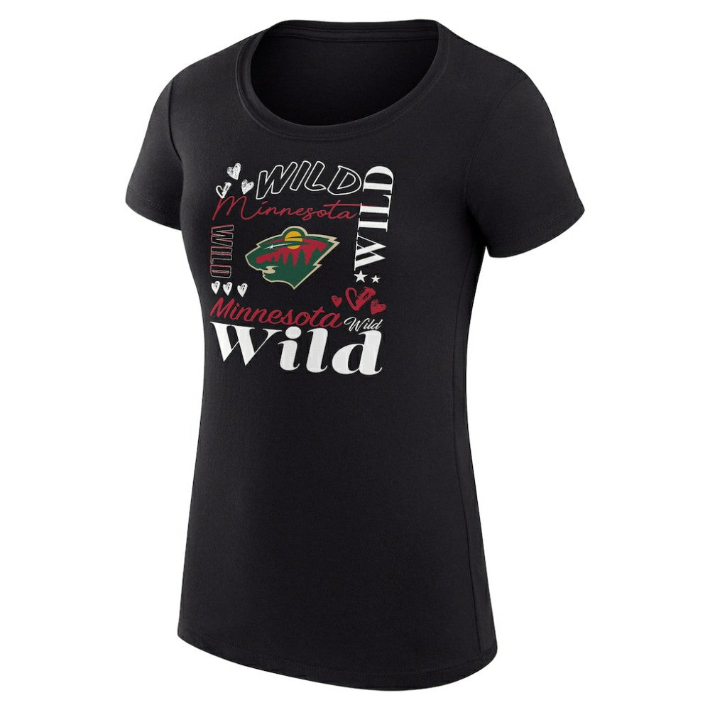NHL Minnesota Wild G-III 4Her by Carl Banks Women's Super-Slim Fit Lightweight Collage Team Graphic T-Shirt - Black