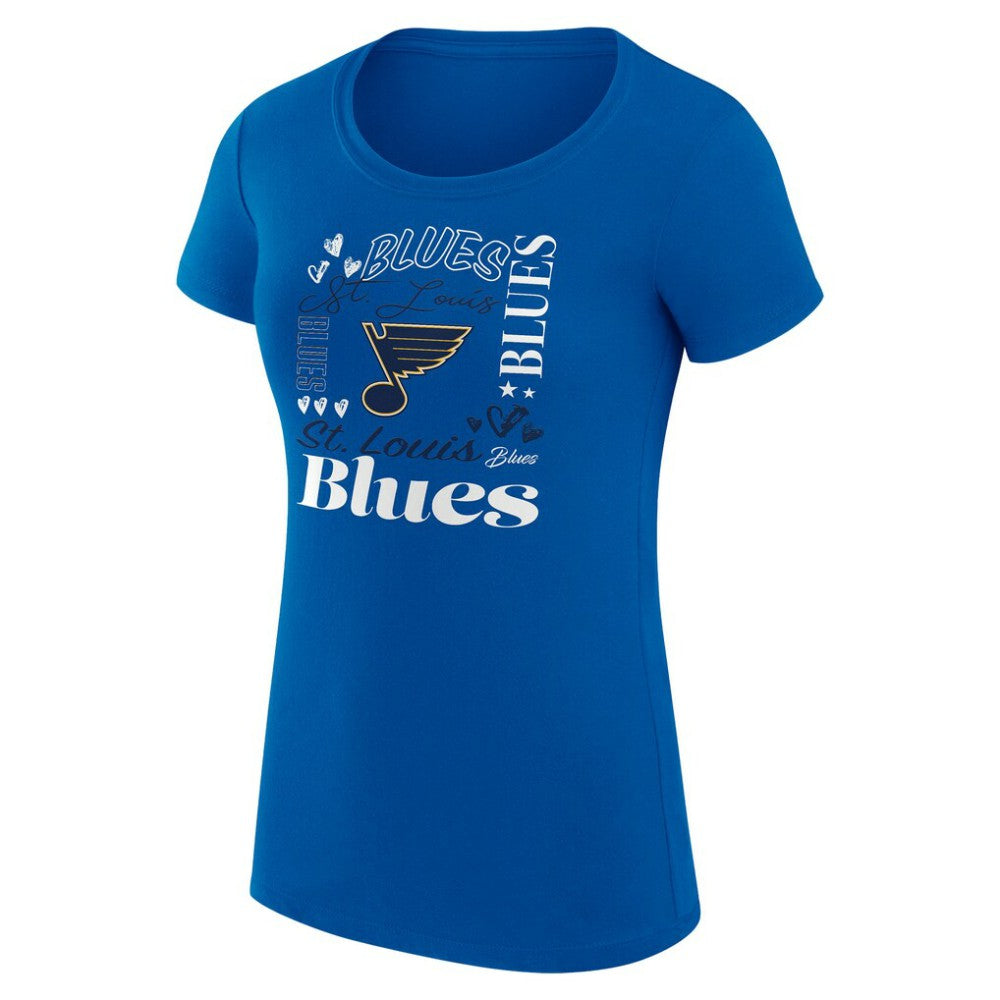 NHL St. Louis Blues G-III 4Her by Carl Banks Women's Super-Slim Fit Lightweight Collage Team Graphic T-Shirt - Blue