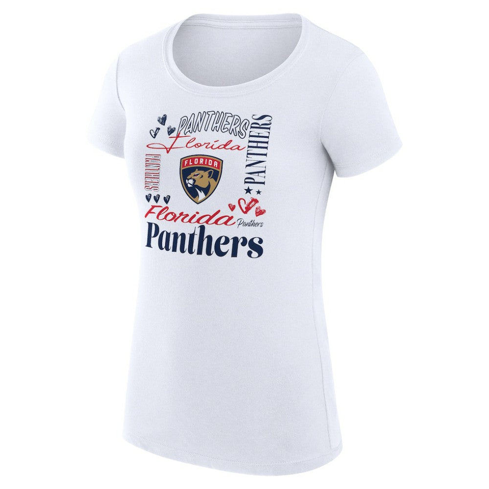 NHL Florida Panthers G-III 4Her by Carl Banks Women's Super-Slim Fit Lightweight Collage Team Graphic T-Shirt - White