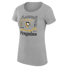 NHL Pittsburgh Penguins G-III 4Her by Carl Banks Women's Super-Slim Fit Lightweight Collage Team Graphic T-Shirt - Heather Gray