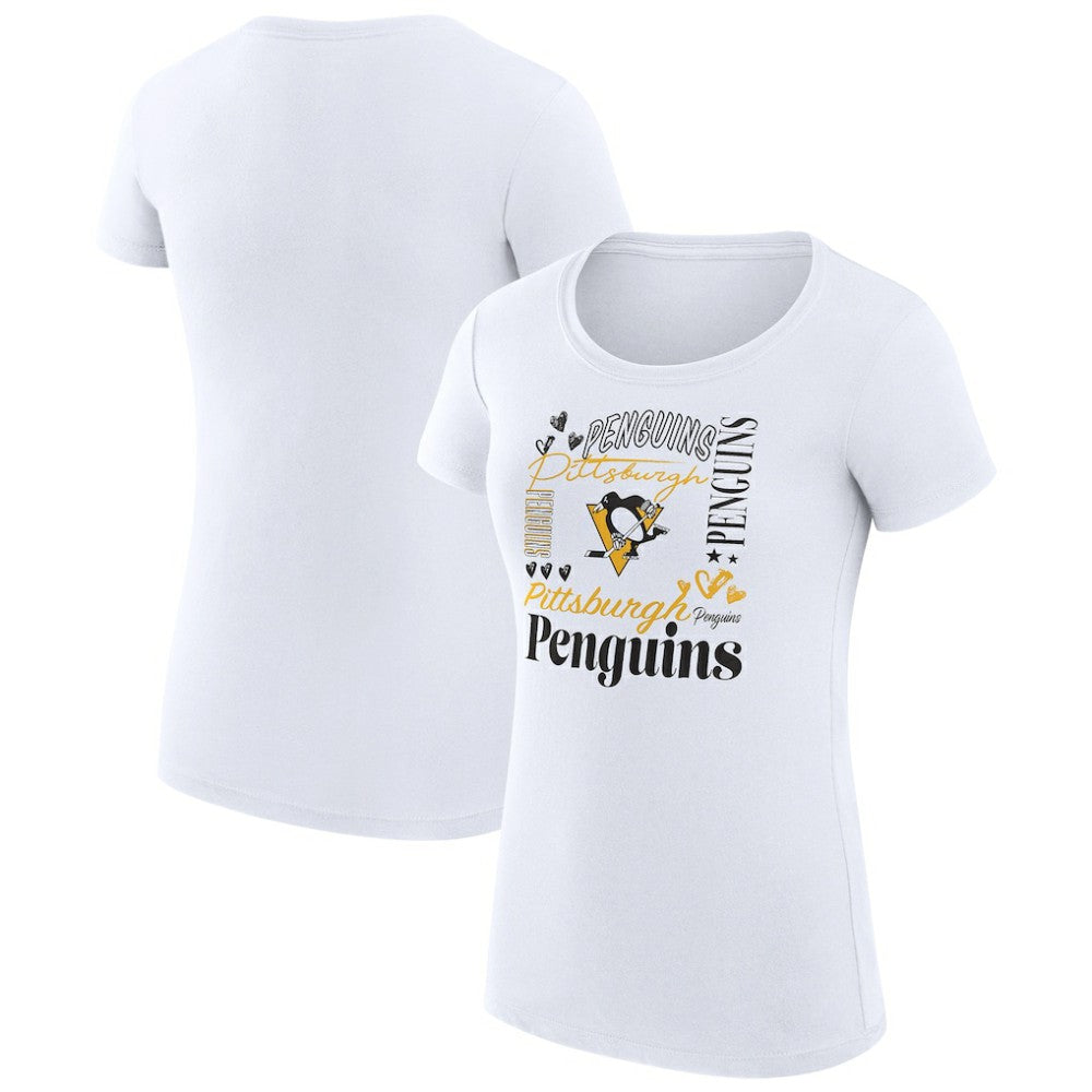 NHL Pittsburgh Penguins G-III 4Her by Carl Banks Women's Super-Slim Fit Lightweight Collage Team Graphic T-Shirt - White