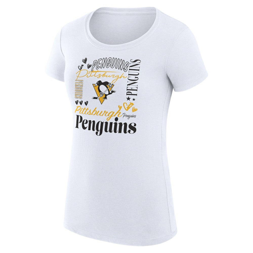 NHL Pittsburgh Penguins G-III 4Her by Carl Banks Women's Super-Slim Fit Lightweight Collage Team Graphic T-Shirt - White
