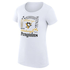 NHL Pittsburgh Penguins G-III 4Her by Carl Banks Women's Super-Slim Fit Lightweight Collage Team Graphic T-Shirt - White