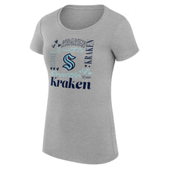 NHL Seattle Kraken G-III 4Her by Carl Banks Women's Super-Slim Fit Lightweight Collage Team Graphic T-Shirt - Heather Gray